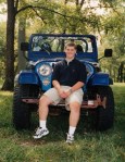 This is John Michael Gore.  I love this picture because this was such a happy time for him.  He had probably just turned 17, beginning his senior year in high school.  We had taken so many pictures for his senior pictures, but this one always stood out to me.  We bought this jeep in 1983, before JM was born.  Skip had told him that when he graduated from high school - if he had good grades - that he would get a new jeep.  Well, grades were never an issue for John Michael because he loved learning.  But, when he turned 16, Skip had the blue jeep "overhauled" and turned it over to JM until he graduated - then, gave him a new red one.  But, JM was known for this blue jeep - it didn't go over 50 miles an hour, looked cool, and fit him perfectly.  At Lincoln County High School, you were assigned a student parking number.  For some reason, (thanks Mr. Fanning?), JM had one of the front parking spots.  You could see his jeep parked on the side all the way from Walmart.  Walmart was across the street from the high school so on any given day, you would see the jeep at the high school side, my red suburban (and, then Beemer) in front of the high school, and Skip's truck or jeep in Walmart parking lot.  As with most of our live, we were always circled together.